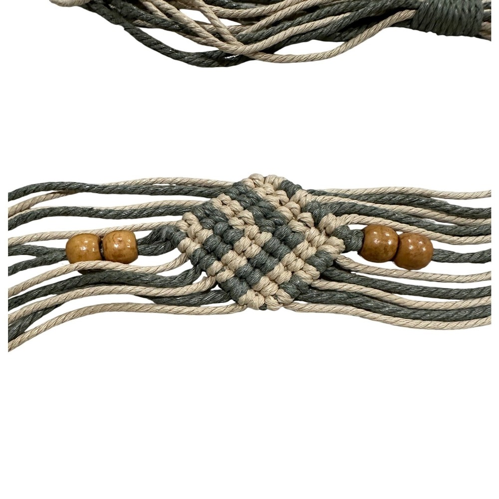 Boho Macrame Tie Belt Beaded Tassel Fringe Woven Bohemian Festival Wrap Belt - Picture 5 of 5
